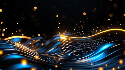 Poster - Dynamic flow of brilliant light waves abstract digital art vibrant colors dark background artistic perspective evoking energy and motion