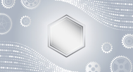 Fototapete - Hi-tech grey background with various technology elements. Vector illustration of hexagons, lines and arrows. Abstract futuristic communication.