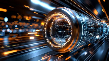 Poster - Dynamic motion of futuristic technology virtual environment digital art high-speed concept close-up perspective innovation and progress