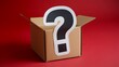 © khafid - Cardboard box with a big black question mark inside a box for business presentations