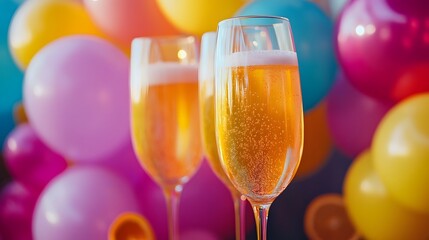 Poster - Vibrant and Playful Modern Party with Bright Colorful Layers Cheerful Gradients and a Shimmering Soft Aesthetic Touch
