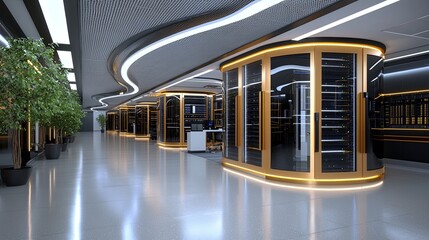 Poster - Innovative data center infrastructure high-tech facility digital storage environment modern design futuristic viewpoint cutting-edge technology concepts