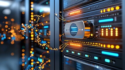 Poster - Data processing operation server room digital technology high-tech environment close-up view innovation in data management
