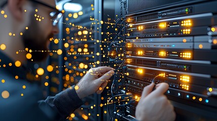 Poster - Data management and network optimization in a high-tech server room modern data center digital infrastructure professional environment close-up view efficiency enhancement
