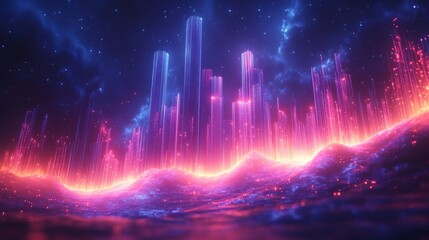 Futuristic Cyber City Futuristic Background with Glowing Particles