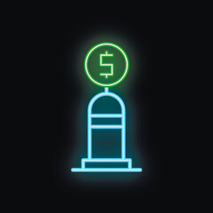 Canvas Print - Neon sign depicting a parking meter with a dollar sign on top, evoking the concept of paid parking