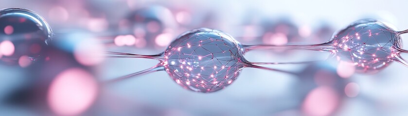 Poster - A vibrant 3D network features glowing teal and magenta nodes linked by metallic lines, creating a neural network effect. Light particles add depth and a futuristic ambiance