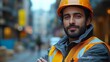 © natalikp - Portrait of handsome indian worker in hardhat looking at camera