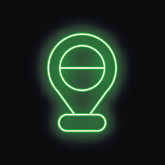 Poster - green neon pin is showing location with minus sign on a black background