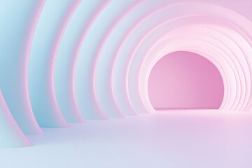 Poster - A striking digital tunnel features glowing neon lines in shades of cyan and purple, spiraling inward against a neutral gradient background, providing ample space for branding or text overlay