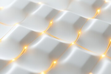Poster - A sleek 3D grid pattern featuring glowing neon yellow nodes creates a striking visual effect against a clean white background, perfect for branding opportunities