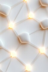 Poster - A visually striking grid pattern showcases glowing neon yellow nodes against a clean white background. The reflective surface enhances the modern aesthetic, ideal for creative projects