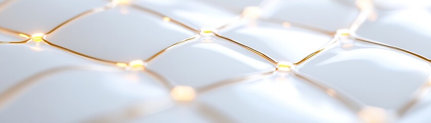 Poster - A futuristic, clean grid features glowing neon yellow nodes against a smooth white background. This design emphasizes innovation and sustainability, ideal for branding and modern aesthetics