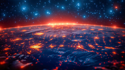 Poster - A futuristic global connection concept with illuminated nodes representing worldwide data flow