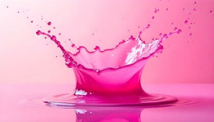 Leinwandbilder - A vivid splash of bright pink liquid exploding dynamically against a soft gradient background, highlighting vibrant colors and fluid motion illuminated by natural light