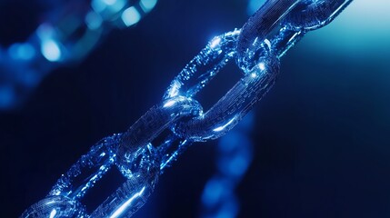 Poster - Illuminated blockchain links in digital space
