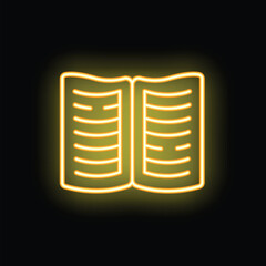 Poster - Open book glowing yellow neon sign, great for any projects needing a back to school or bookstore concept