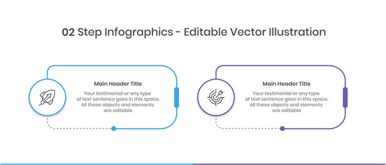2 steps infographics design template - graph, pie chart, workflow layout, rectangle diagram, brochur