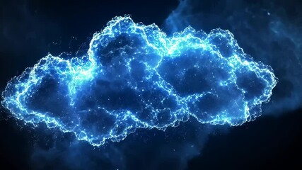 Poster - Bright electric cloud glowing in dark space with shimmering particles and vibrant colors