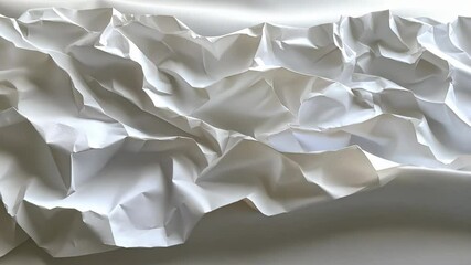 Poster - Crumpled white paper creates an intriguing texture and shape that evokes a sense of depth and movement in a minimalist setting