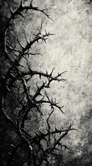  Twisted Thorny Branches Against A Grungy Background