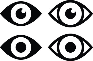 eye icon in flat line set. eyesight symbol vector for apps or website. retina, cornea scan eye icons