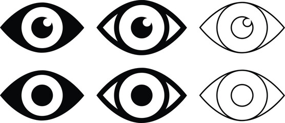 Wall Mural - eye icon in flat line set. eyesight symbol vector for apps or website. retina, cornea scan eye icons
