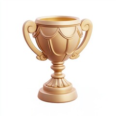 3D icon cartoon of a golden trophy, isolated on a white background 