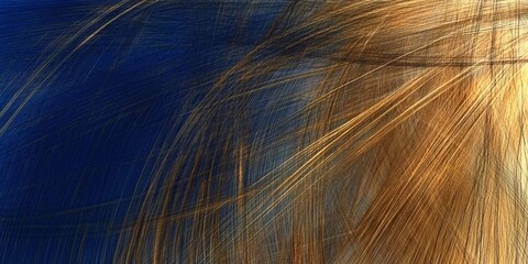 Aufkleber - Intersecting golden and blue lines forming dynamic textured abstract background, ideal for digital design and visual communication