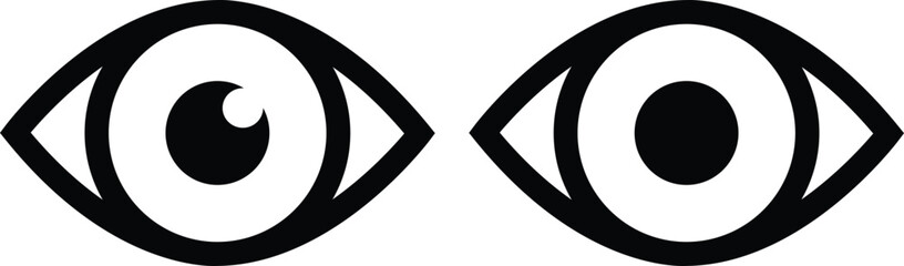 Wall Mural - eye icon in flat line set. eyesight symbol vector for apps or website. retina, cornea scan eye icons