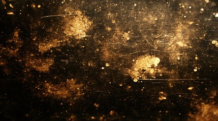 Canvas Print - Vintage gold dust overlay with grungy scratches, creating textured distressed effect on dark backdrop for graphic design projects