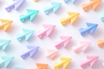 Leinwandbilder - Colorful arrows arranged in a playful pattern on a white background, creating a vibrant and dynamic visual display for design inspiration
