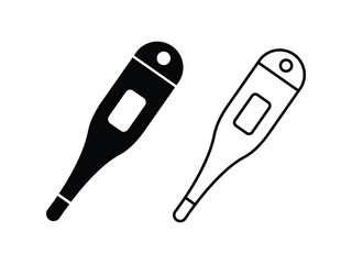 Poster - Digital thermometer line icons in thin line vector style. digital thermometer, typically used to measure body temperature.