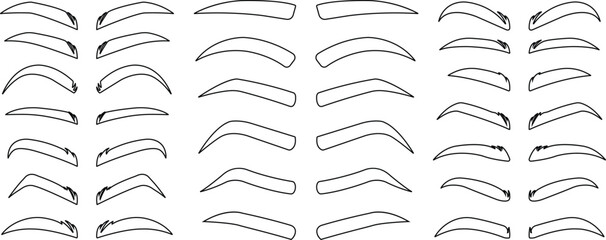 Wall Mural - eyebrows shaping icons in line set. different style male and female vector for apps or website black