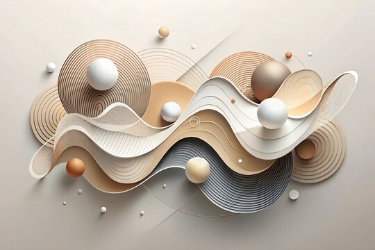 Fluid harmony minimalist abstract waves in white on white background.