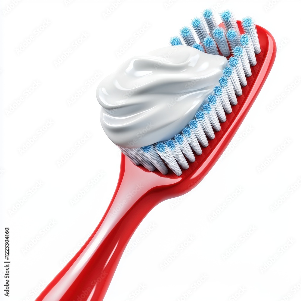 3D icon cartoon toothbrush with foamy toothpaste, isolated on a white ...