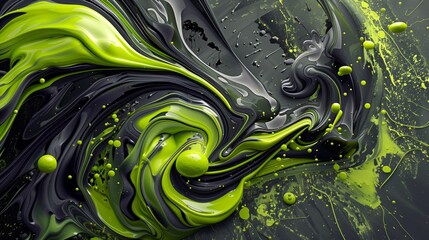 Canvas Print - Abstract Swirl of Green Paint