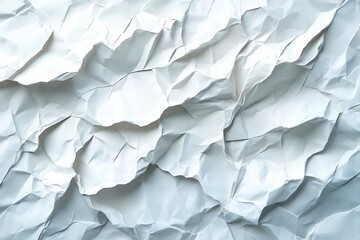 Fototapete - Crumpled white paper sheets displayed flat on a clean surface showcasing unique texture and patterns in soft natural light
