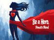 © Capuccino - Superhero figure promoting blood donation with a vibrant red cape and heart emblem in a dramatic setting