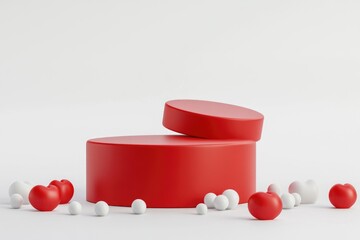 Wall Mural - a red box surrounded by white balls