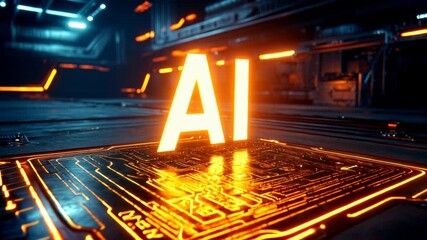Poster - Futuristic Neon Circuit Glowing AI Technology on Dark Board
