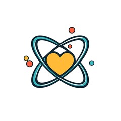 Poster - Heart within an atom symbol; love and science concept.