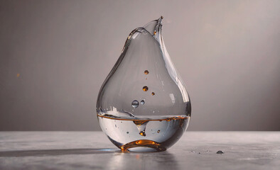 Poster - A glass vase with water in it is sitting on a table. The water is splashing out of the vase, creating a beautiful and unique visual effect. Concept of movement and fluidity