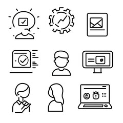 Poster - Collection of simple line icons for business and technology.
