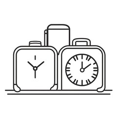 Poster - Dual clock design, simple line art illustration.