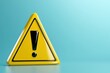 © radekcho - Three-dimensional road sign yellow triangle with black border and black exclamation mark in the middle.