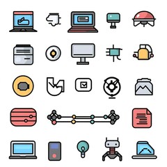 Poster - Collection of colorful technology and computer icons