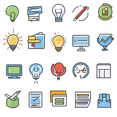 Poster - Collection of colorful business icons and symbols