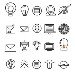 Fototapete - Collection of line icons: ideas, communication, and global concepts.