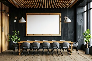 Poster - Modern conference room with large blank board